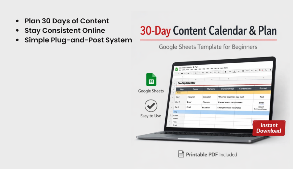 30 Day Content Planner Template